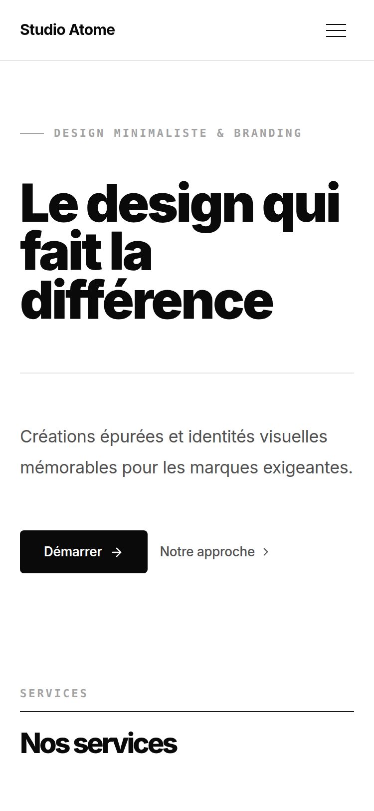 Template Minimal — version mobile