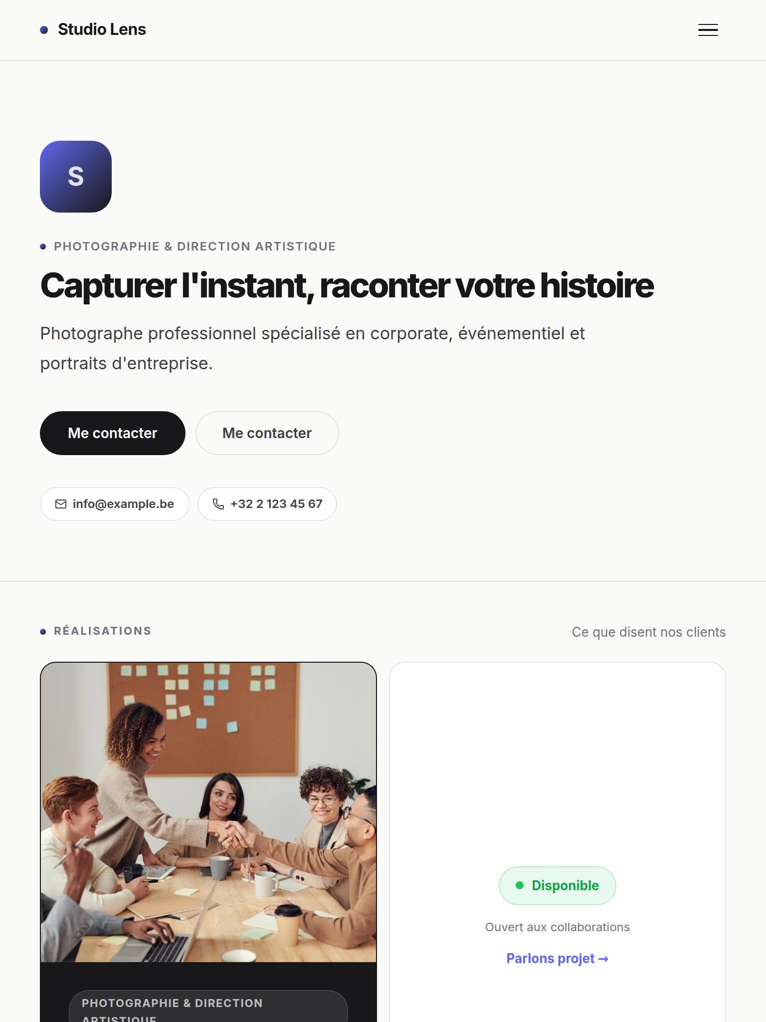 Template Portfolio — version tablette